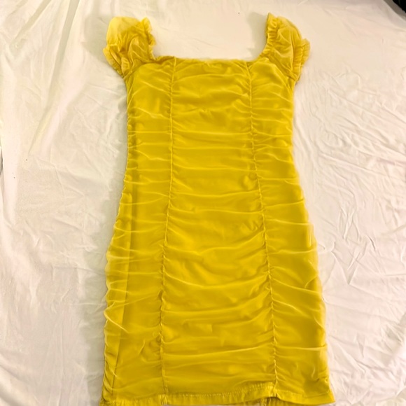Morgan mesh mini dress (Yellow) - Picture 3 of 3